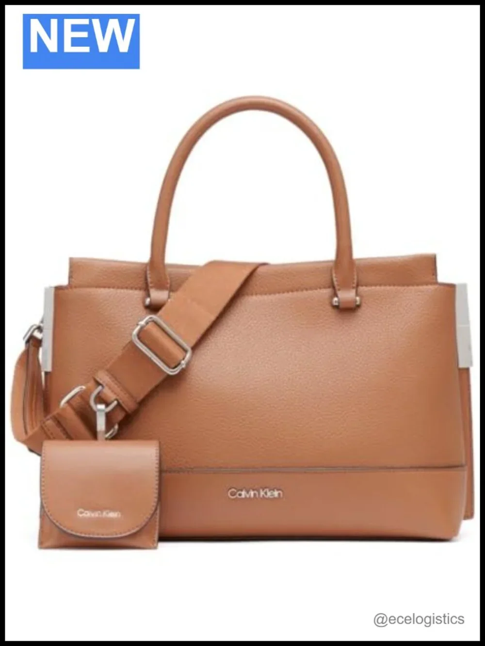 Vegan Leather Triple Compartment Satchel with Detachable Crossbody Strap